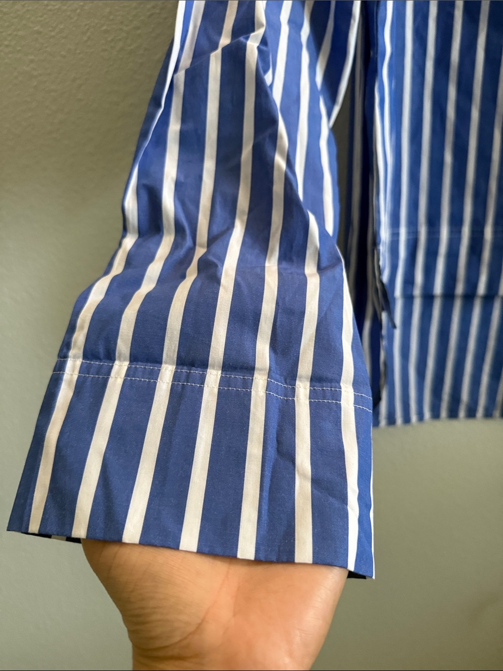 J.Crew NWT Blue & White Striped Button Shoulder Popover Blouse Sz 8 100% Cotton - Picture 5 of 9